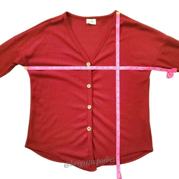 BIBI Long Sleeve Light Waffled Tops - Picture 4 of 13